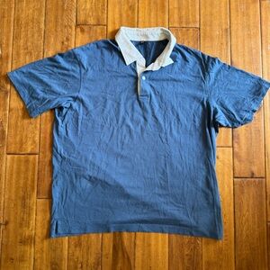 Blue Polo Shirt with Contrasting Collar Preppy Old Money Uniqlo Size XL